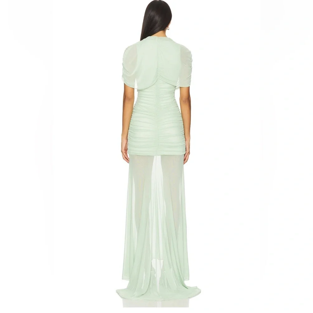 Amanda Uprichard Evianna Gown in Pistachio. - Picture 3 of 7
